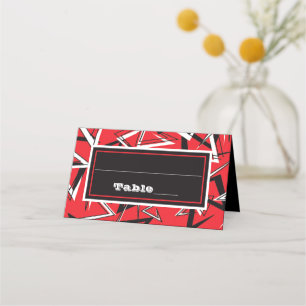 Folded Red, Black, White Place Card