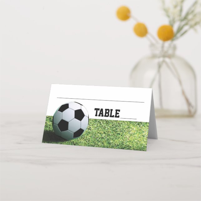 Folded Soccer Ball on Grass Place Card (Front)