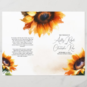 Folded Sunflower Wedding Program - Vintage