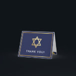 FOLDED THANK YOU bar mitzvah gold star navy blue<br><div class="desc">[ NOTE - THE GOLD EFFECT IS A PRINTED PICTURE ] A modern, simple design for a THANK YOU CARD Setup as a template it is simple for you to add your own details, or hit the customise button and you can add or change text, fonts, sizes etc TIP ::...</div>
