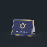 FOLDED THANK YOU bar mitzvah gold star navy blue<br><div class="desc">[ NOTE - THE GOLD EFFECT IS A PRINTED PICTURE ] A modern, simple design for a THANK YOU CARD Setup as a template it is simple for you to add your own details, or hit the customise button and you can add or change text, fonts, sizes etc TIP ::...</div>