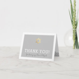 FOLDED THANK YOU bar mitzvah gold star of david Card