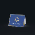FOLDED THANK YOU bat mitzvah gold star royal blue Card<br><div class="desc">[ NOTE - THE GOLD EFFECT IS A PRINTED PICTURE ] A modern, simple design for a THANK YOU CARD Setup as a template it is simple for you to add your own details, or hit the customise button and you can add or change text, fonts, sizes etc TIP ::...</div>