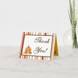 Folded Thank You Card Autumn Fall Pumpkin Baby