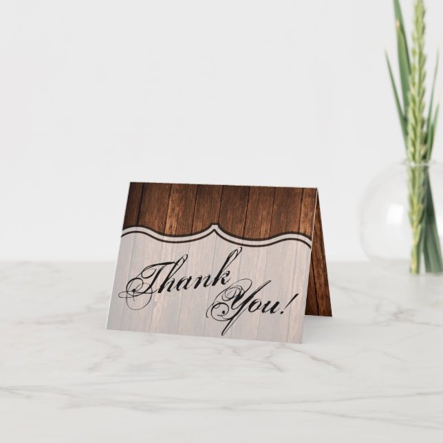 Folded Thank You Card Barn Wood Country Rustic (Front)