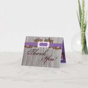 Folded Thank You Card Barn Wood Diamond Ribbon