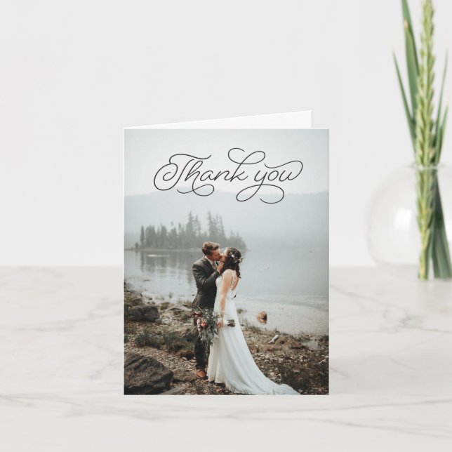 Folded Thank You Card - Black Script (Front)