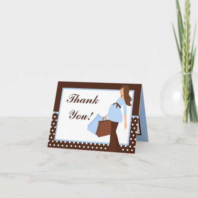 Folded Thank you Card Blue Mod Mum Polka Dots (Front)
