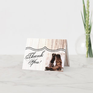 Folded Thank You Card Boots Country Rustic Western
