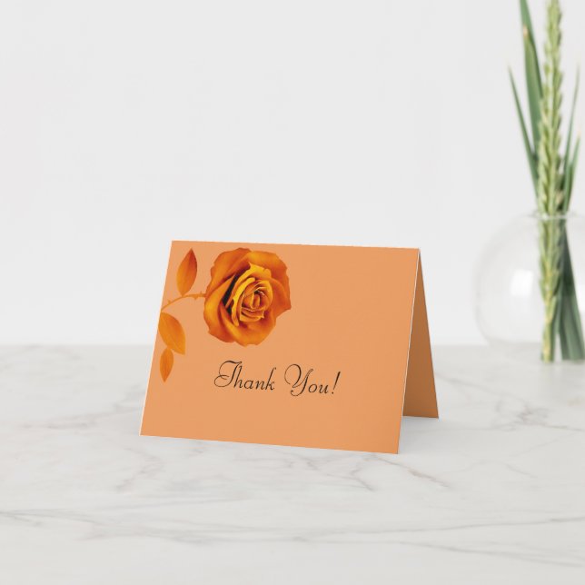 Folded Thank You Card Burnt Orange Rose (Front)