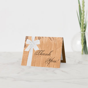 Folded Thank You Card Cardboard White Ribbon Bow