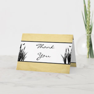 Folded Thank You Card Cattail/Dragonfly Silhouette