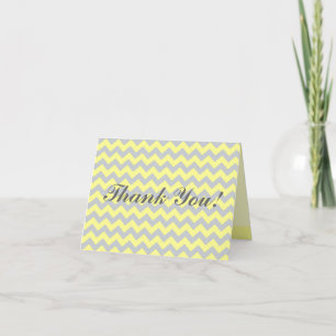 Folded Thank You Card Chevron Yellow & Grey