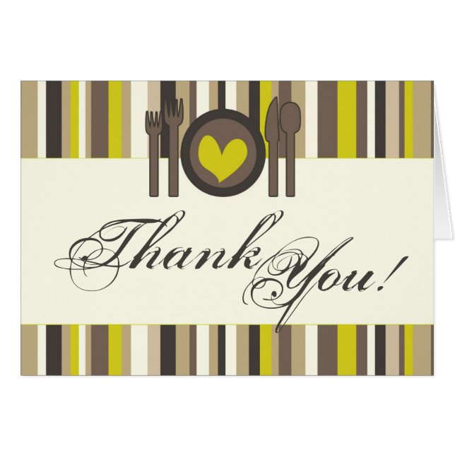 Folded Thank You Card China Plate Silverware Place (Front Horizontal)