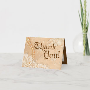 Folded Thank You Card Country Lace Victorian Vinta