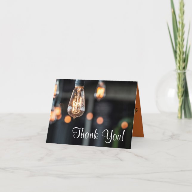 Folded Thank You Card Country Light Bulbs (Front)