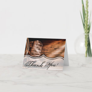 Folded Thank You Card Cowboy Boots Barn Wood Rusti