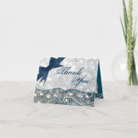 Folded Thank You Card Cracked Ice Winter Snow Iced