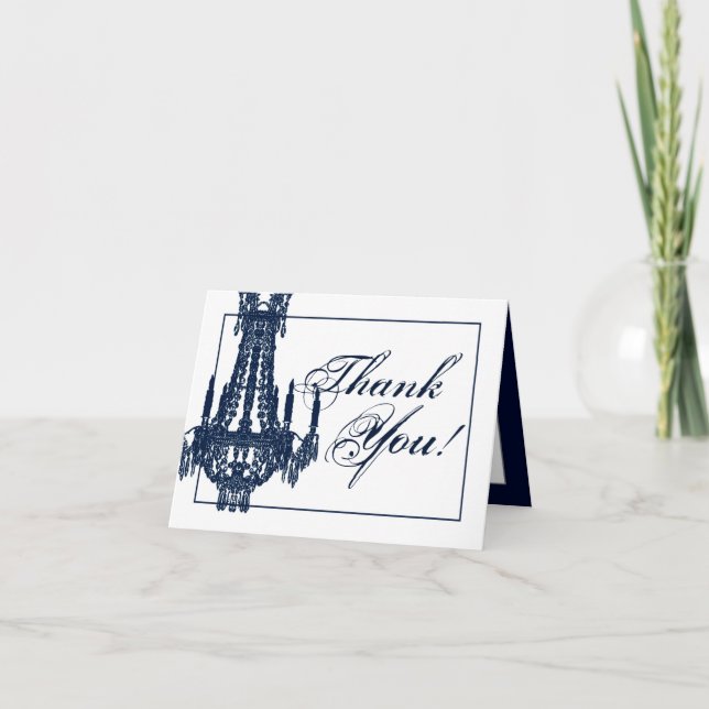Folded Thank You Card Crystal Chandelier Glitz Gla (Front)