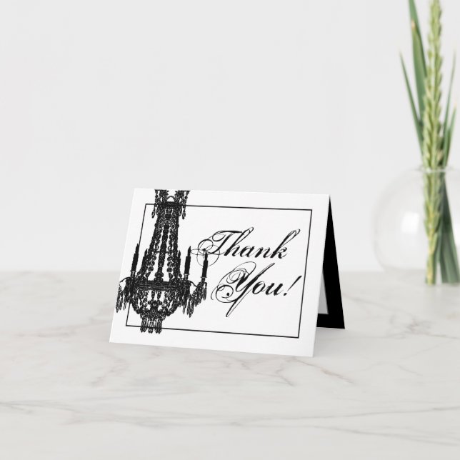 Folded Thank You Card Crystal Chandelier Glitz Gla (Front)