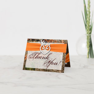 Folded Thank You Card Deer Couple Doe Buck Camo