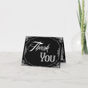 Folded Thank You Card Eat Drink Be Married Black