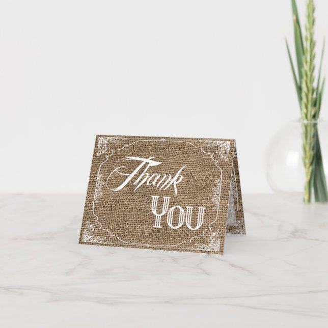 Folded Thank You Card Eat Drink Be Married Burlap (Front)