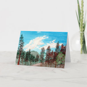 Folded Thank You Card - Forest and Clouds