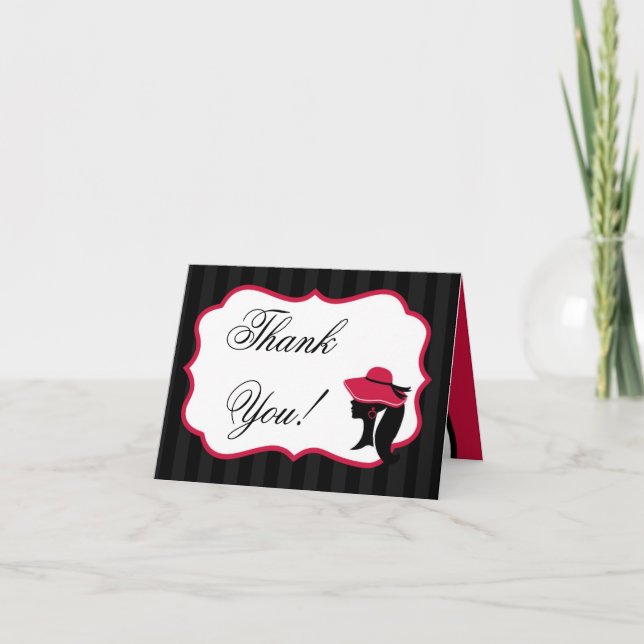 Folded Thank You Card Formal Hats Elegant Retro (Front)