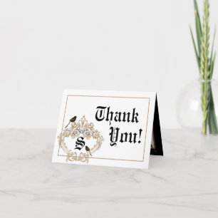 Folded Thank You Card Formal Love Birds Pigeon Due