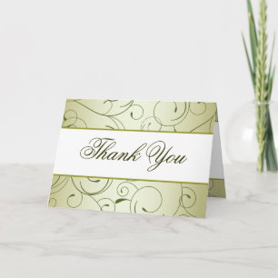 Folded Thank You Card Green Apple Swirls Fruit