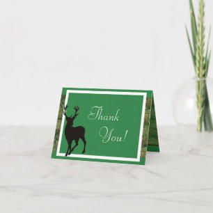 Folded Thank You Card Green Deer and Camo