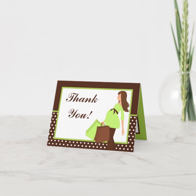 Folded Thank you Card Green Mod Mum Polka Dots (Front)