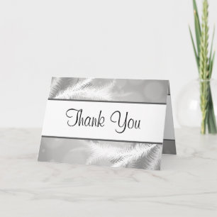 Folded Thank You Card Grey Snowflakes