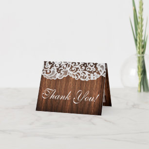 Folded Thank You Card Horse Shoes Barn Wood Lace
