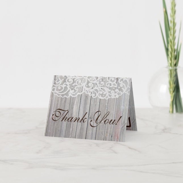 Folded Thank You Card Horse Shoes on Wood Lace (Front)