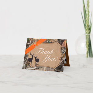 Folded Thank You Card Hunters Camo Camoflauge Deer