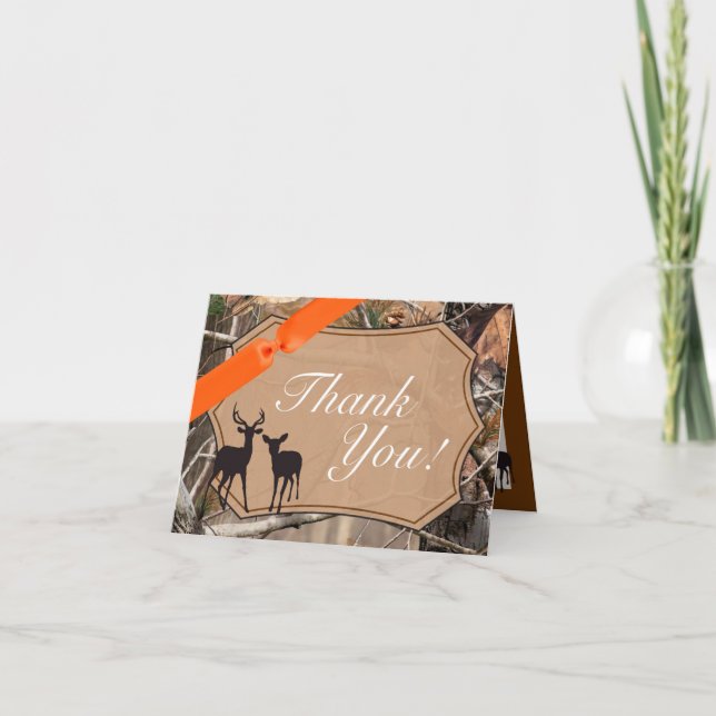 Folded Thank You Card Hunters Camo Camoflauge Deer (Front)