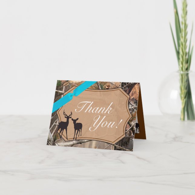 Folded Thank You Card Hunters Camo Camoflauge Deer (Front)