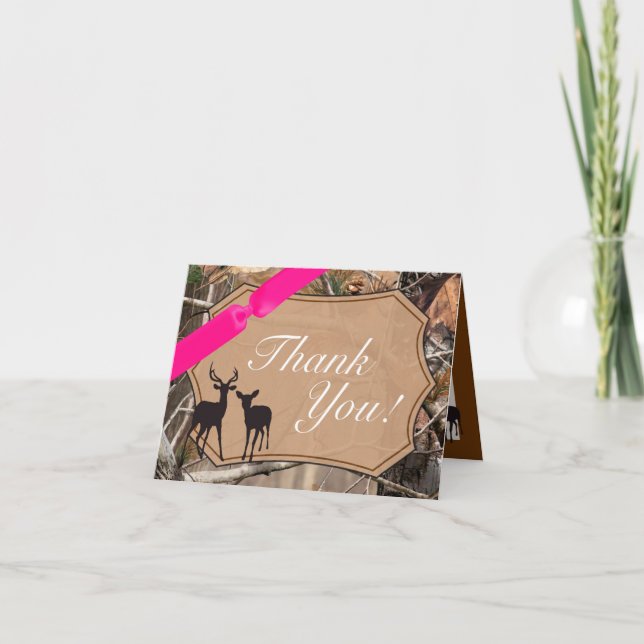 Folded Thank You Card Hunters Camo Camoflauge Deer (Front)