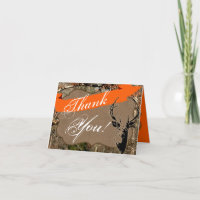 Folded Thank You Card Hunting Deer Buck Head Camo