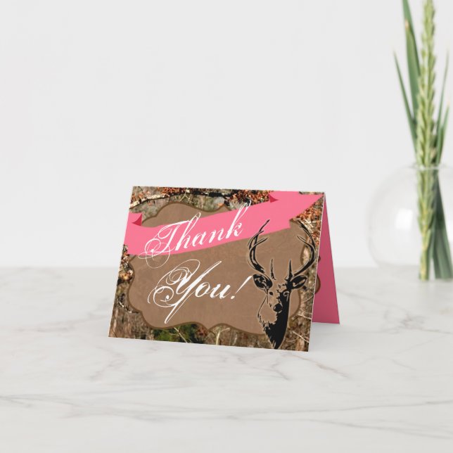 Folded Thank You Card Hunting Deer Buck Head Camo (Front)