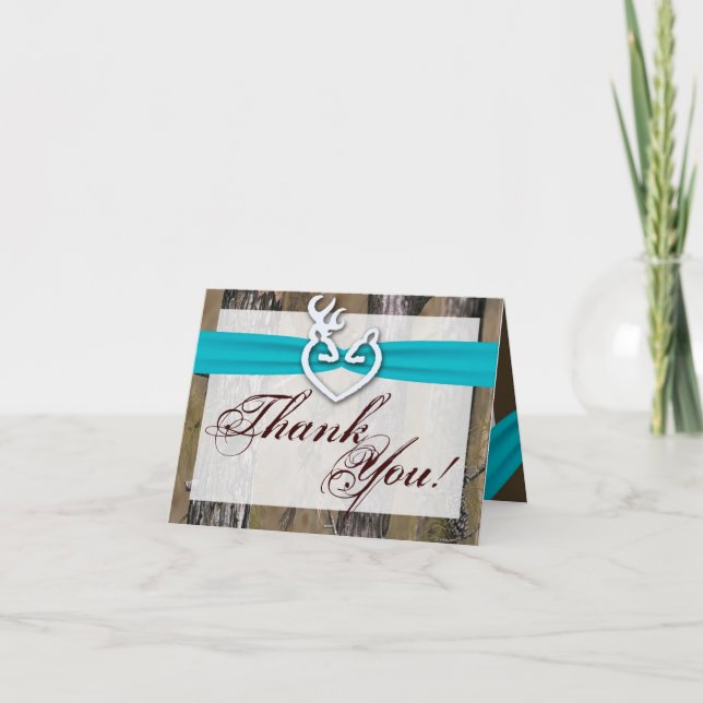 Folded Thank You Card Hunting Deer Doe Buck Camo (Front)
