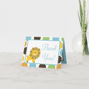 Folded Thank you Card Jungle King Lion Safari Zoo
