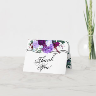 Folded Thank You Card Lavender Hibiscus on White