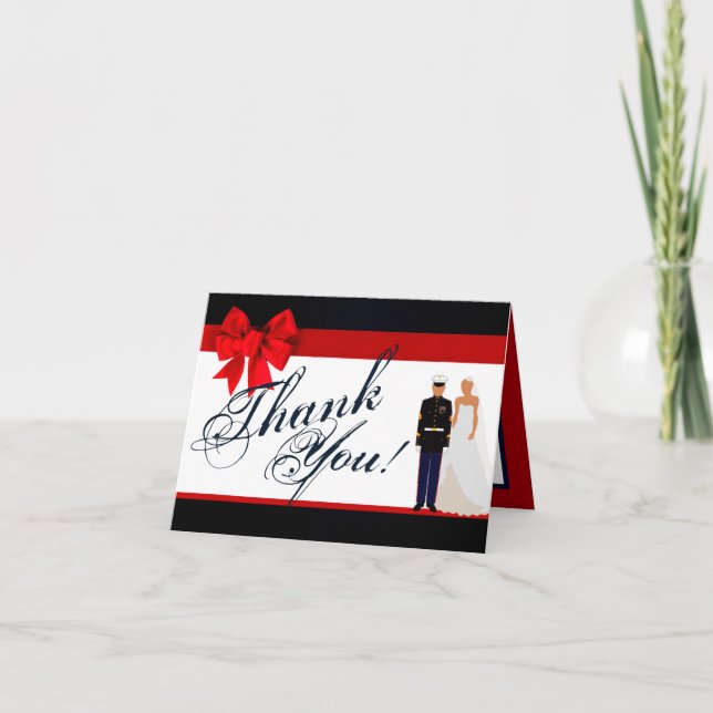 Folded Thank You Card Marine Hispanic Uniform Groo (Front)