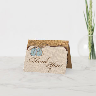 Folded Thank You Card Mason Jar Burlap Country Rus
