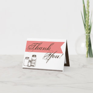 Folded Thank You Card Mason Jar Country Rustic Vas