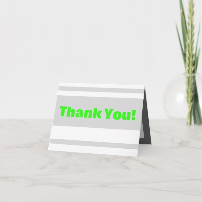 Folded Thank You Card Modern Neon Stripe Green (Front)