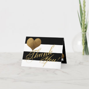 Folded Thank You Card Modern Stripe Black White